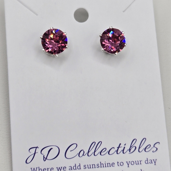 Swarovski Jewelry Pink Rose Stud Earrings Made W Swarovski Crystals